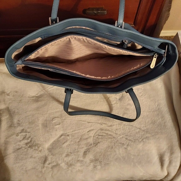 Michael Kors Jet Set Tote Saffiano Leather Blue Tone Spring Summer Shoulder Bag - Picture 4 of 6